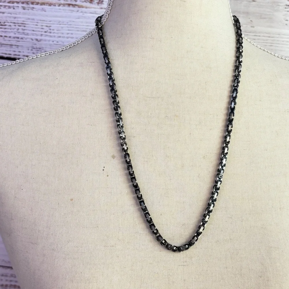 Goth Grunge Vintage Bib Necklace Set Purple Gunmetal Metal Beads Witchy Alt